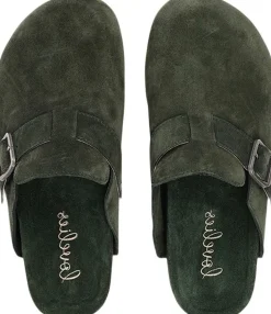 KAMAKURA - SILK COW SUEDE MULES WITH BUCKLE