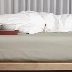 Økologisk boxlagen, percale - GOTS, sand