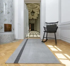 Løber, 130x90 cm, stripe vertical lysegrå/steelgrey