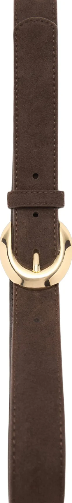 Leather belt with oval buckle