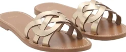 Leather sandals with intertwined st