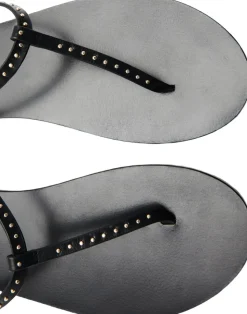 Leather sandals with mini studs