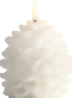 LED candle Pine cone, Nordic White, Smooth, 7x7 cm