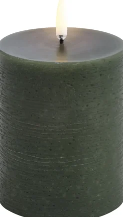 LED pillar candle, Olive green, Rustic, 7,8 x 10,1 cm 4/24
