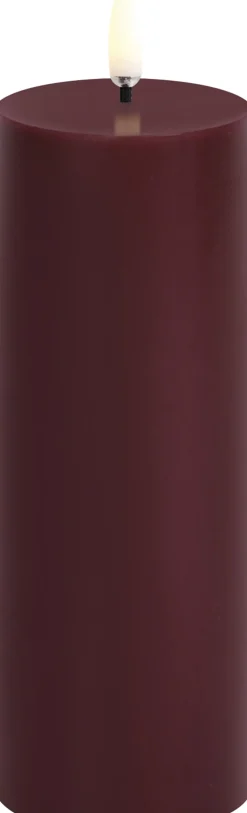 LED pillar candle, Wine red, Smooth, 5,8x15,2 cm