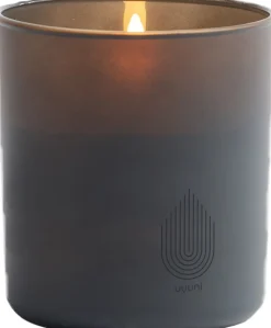 LED rechargeable glass candle, Grey, 9,2x10,2 cm