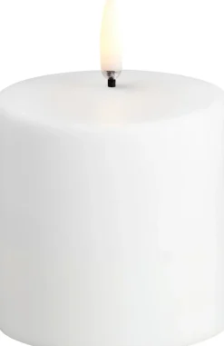 LED rechargeable pillar, White plain, 6,8x6,8 cm