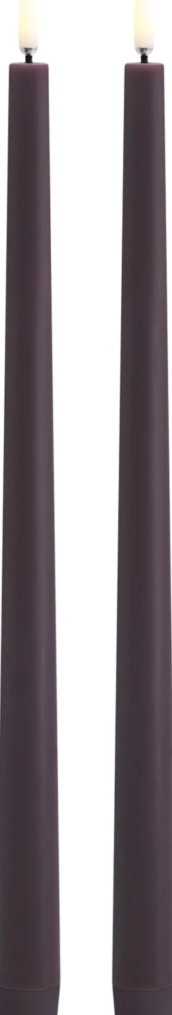 LED taper candle, Plum, Smooth, 2,3x32 cm / 2-pack