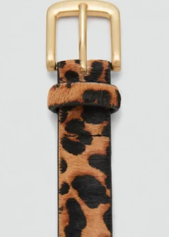Leopard leather belt