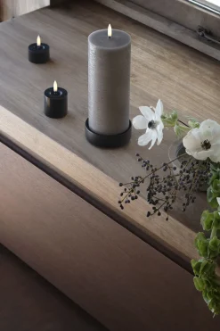 Light Candleholder pillar, Matte black, 9x3 cm