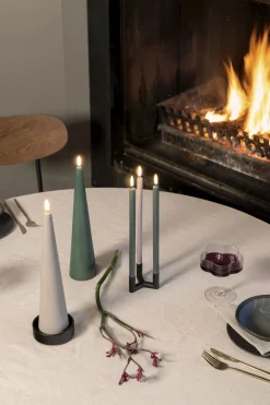 Light Candleholder pillar, Matte black, 9x3 cm