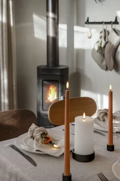 Light Candleholder pillar, Matte black, 9x3 cm