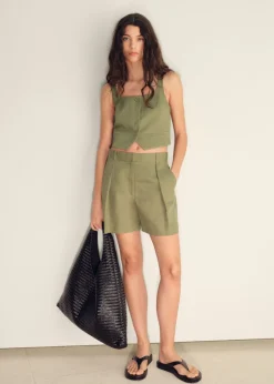 Linen-blend suit bermuda shorts