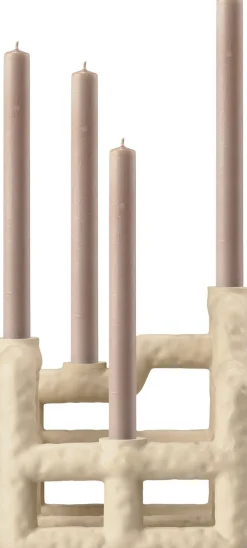 Lysestage Lyng 21 x 21 x 23 cm Sand Polyresin