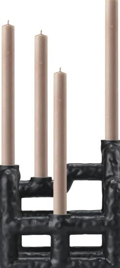 Lysestage Lyst 21 x 21 x 23 cm Sort Polyresin