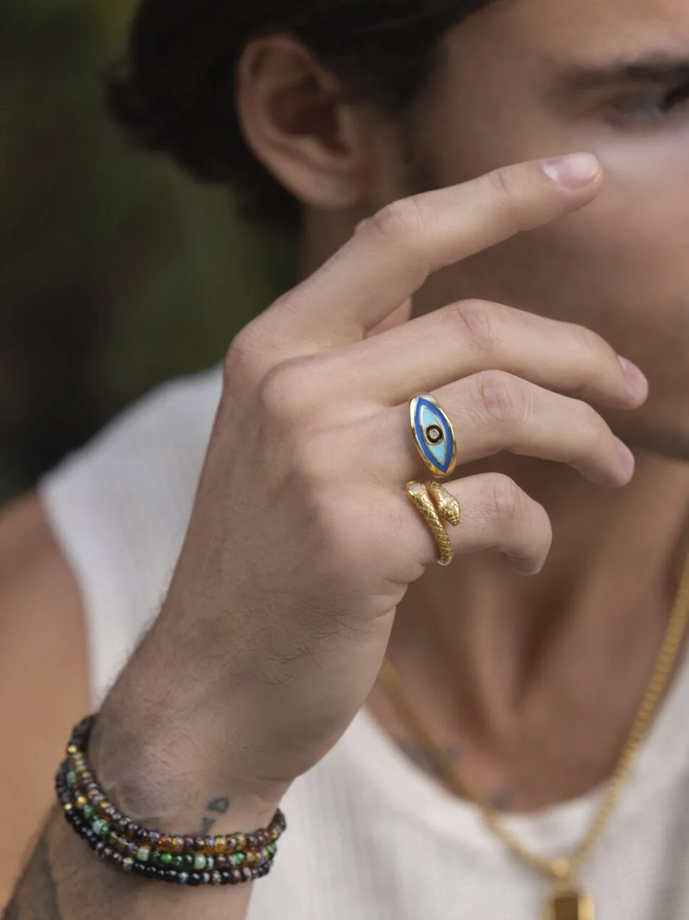 Men's Gold Plated Vintage Snake Ring