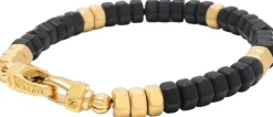 Men's Hexagon Beaded Bracelet with Black Onyx and Gold