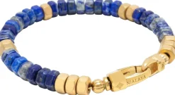 Men's Hexagon Beaded Bracelet with Blue Lapis and Gold