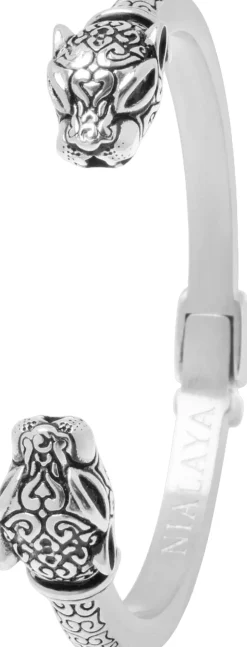 Men's Panther Bangle in Silver