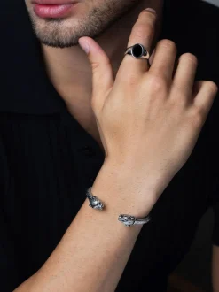 Men's Panther Bangle in Silver