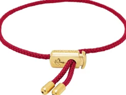 Men's Red String Bracelet with Adjustable Gold Lock