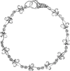 Men's Silver Fleur de Lis Linked Bracelet