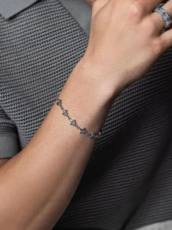 Men's Silver Fleur de Lis Linked Bracelet