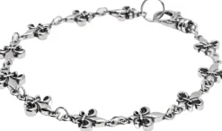 Men's Silver Fleur de Lis Linked Bracelet
