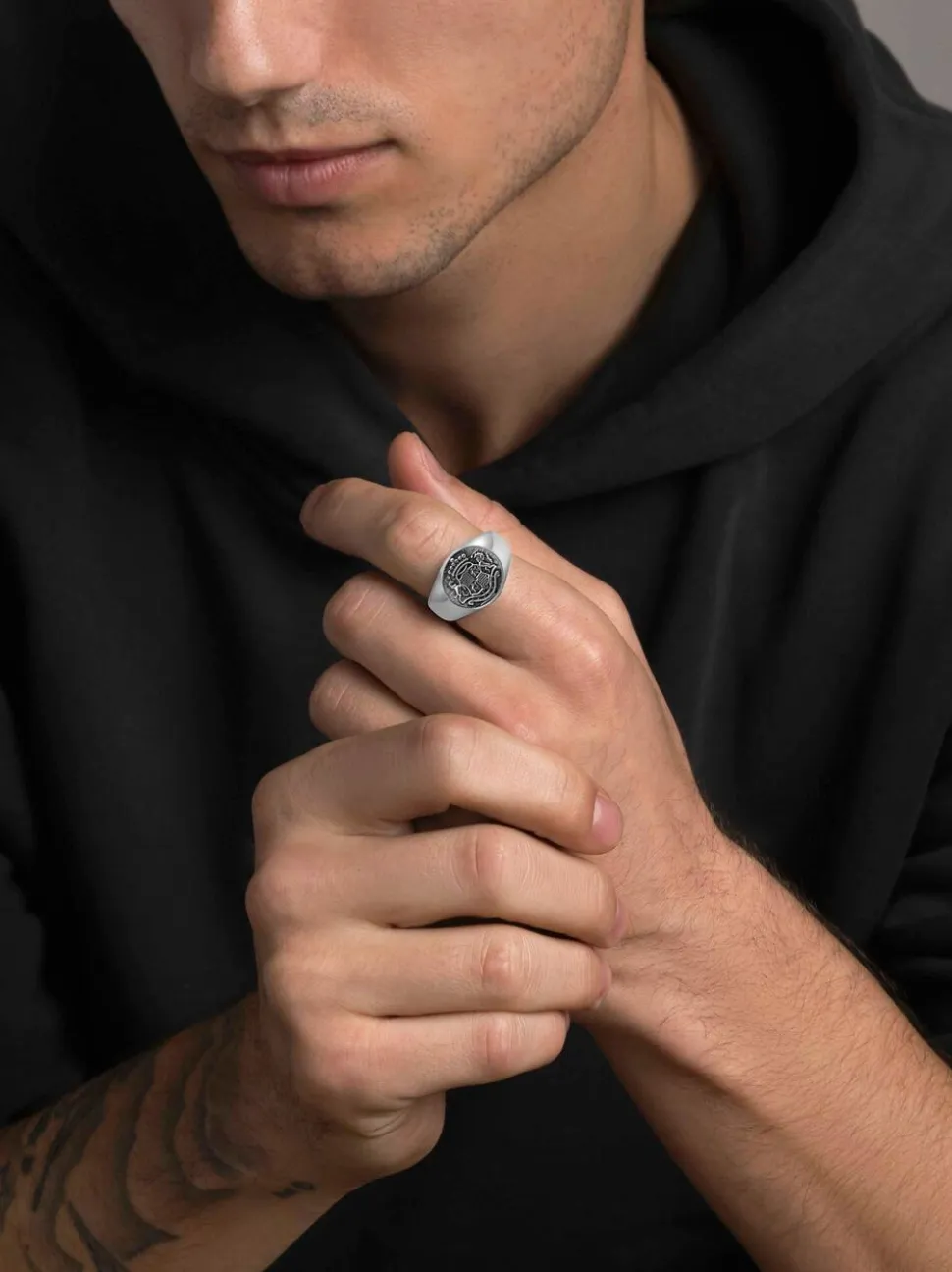 Men's Stainless Steel Crest Ring