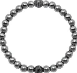 Men's Wristband with Hematite and Black CZ Diamond
