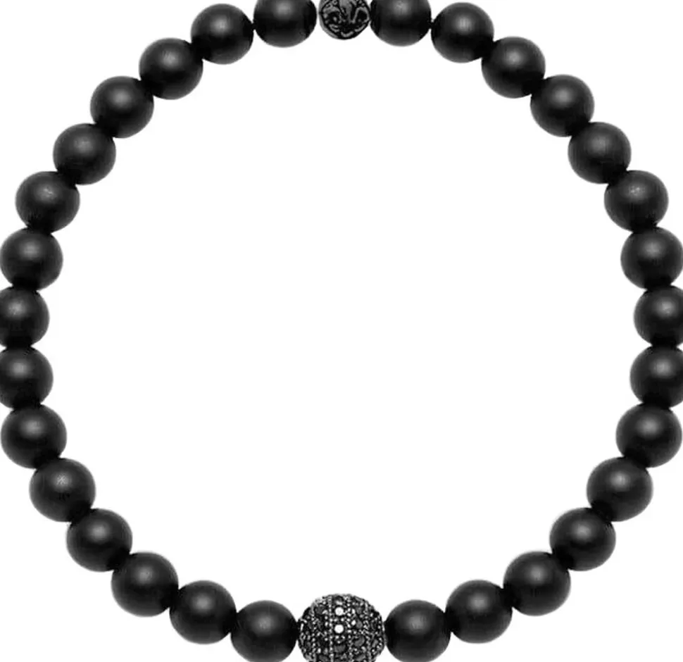 Men's Wristband with Matte Onyx and Black CZ Diamond