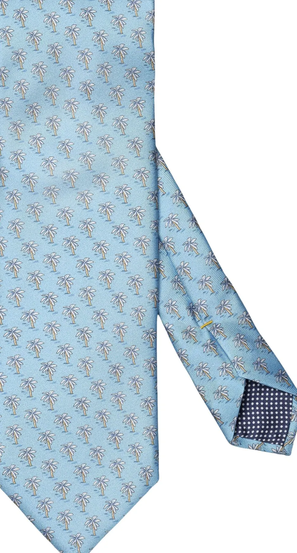 Mid blue Motif Print Silk Tie
