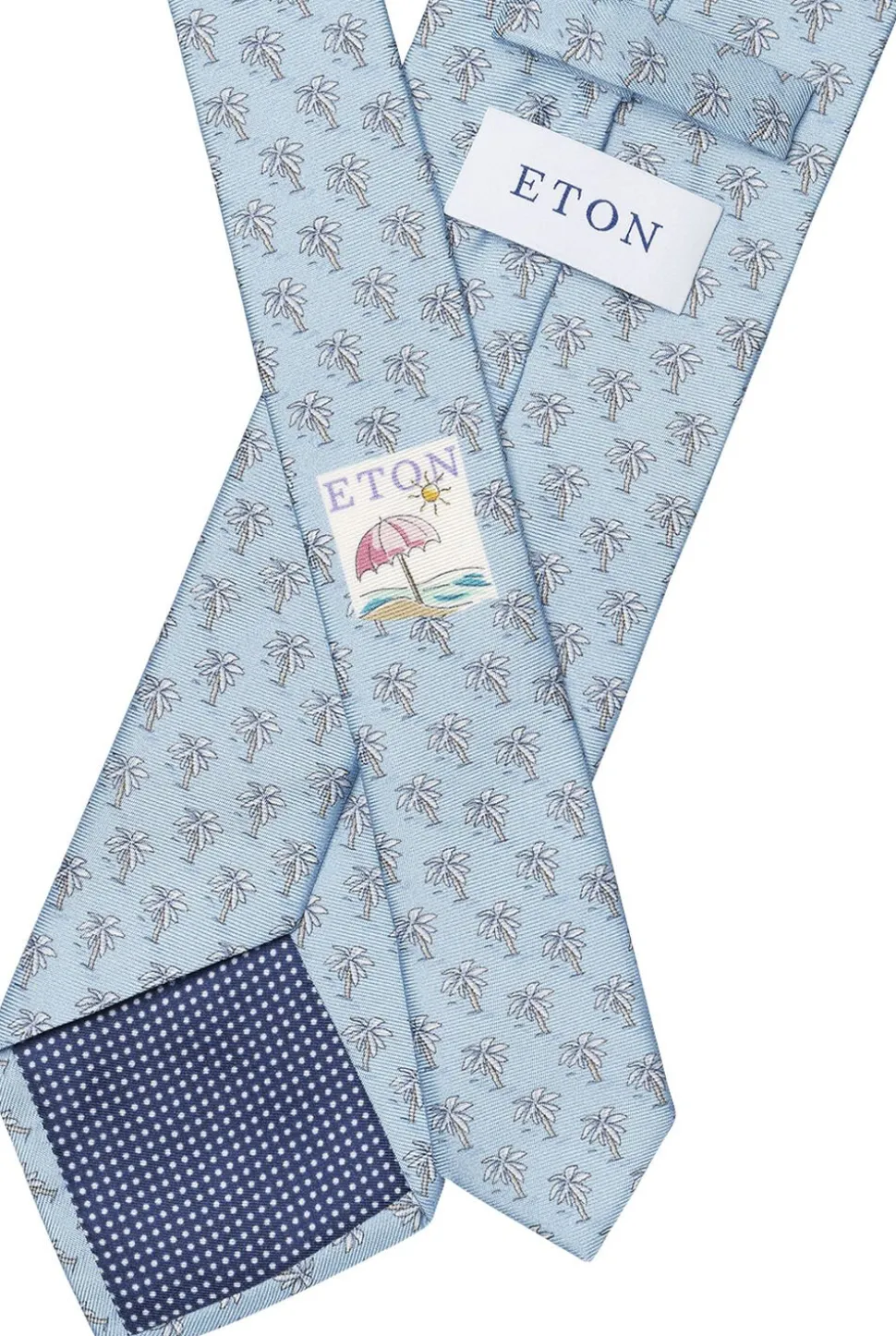 Mid blue Motif Print Silk Tie