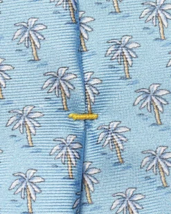 Mid blue Motif Print Silk Tie