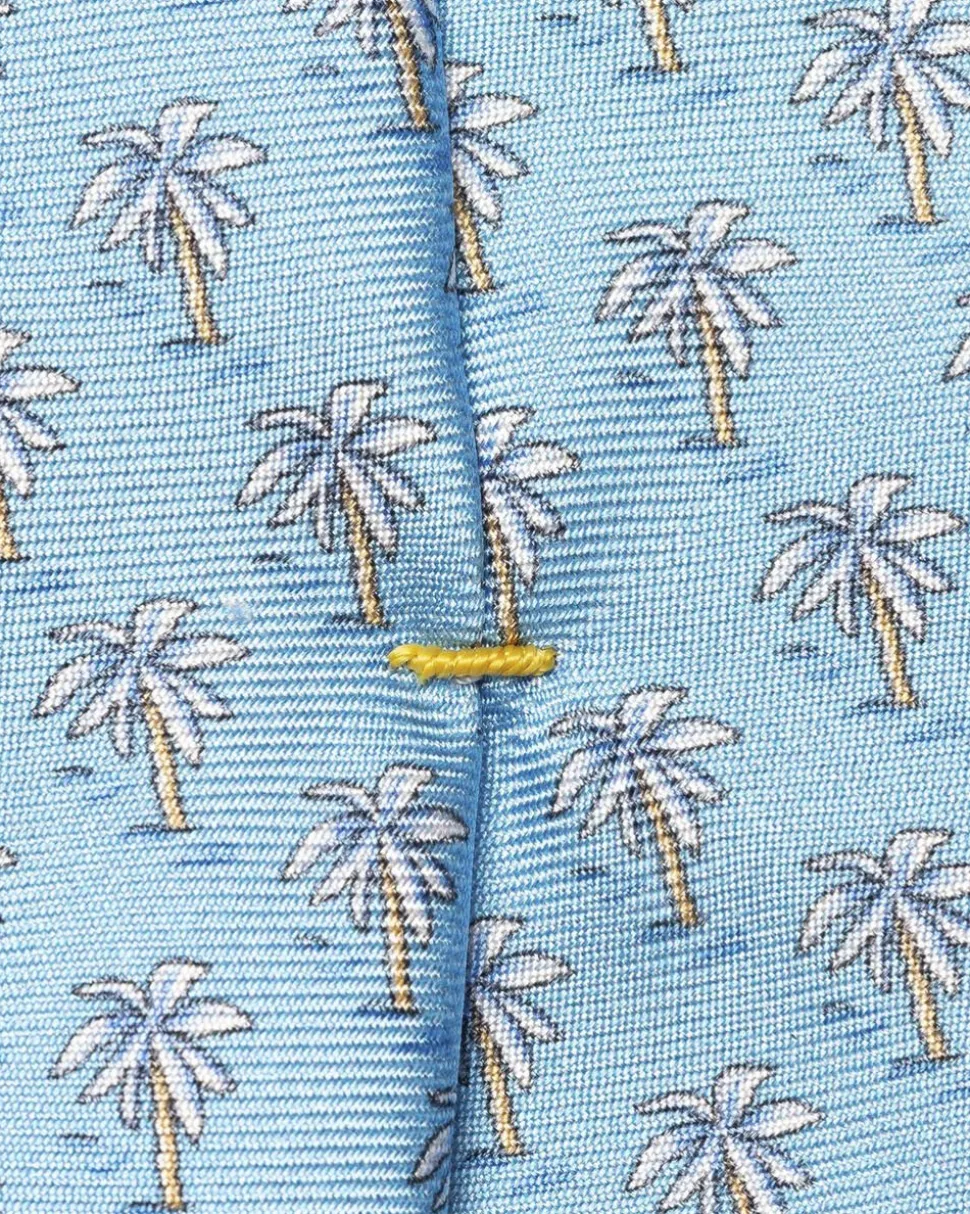 Mid blue Motif Print Silk Tie