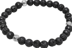 6mm Lava Stone Bracelet with Silver Balls