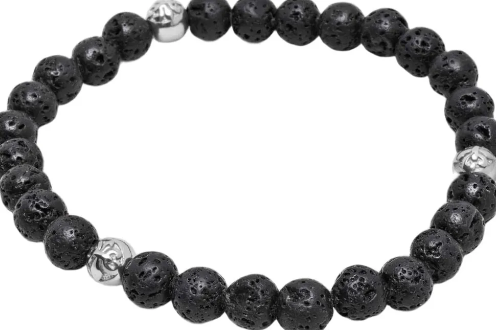 6mm Lava Stone Bracelet with Silver Balls