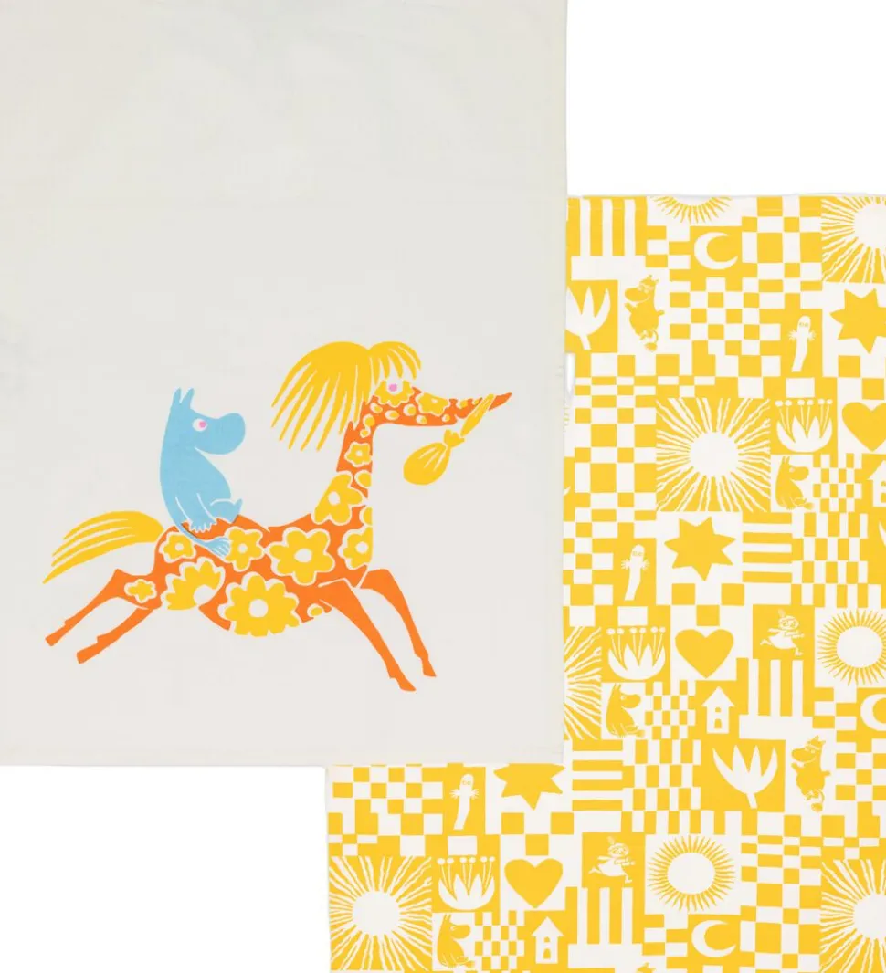 Moomin Arabia 50x70cm viskestykkesæt Fest gul GOTS