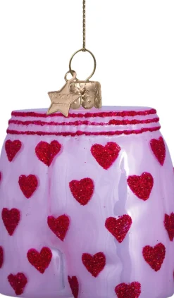 Ornament glas lyserøde boxershorts H7,5cm
