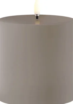 Outdoor LED pillar candle, Sandstone, 8,4x10 cm