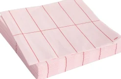 Pattern Napkins-Set of 20 Lunch-Light pink and red grid