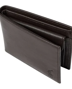 Pebbled Leather Billfold Coin Wallet