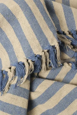 Plaid, Stribet-Lys Royal/Natur, 130x180 cm