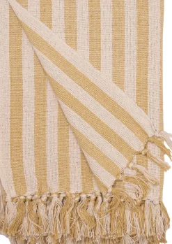 Plaid, Stribet-Sennep/Naturlig, 130x180 cm