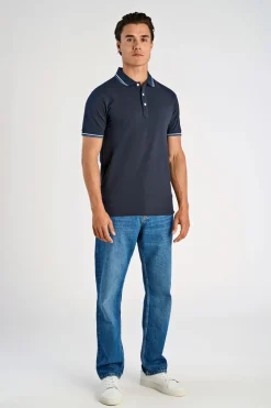 Polo shirt w. contrast piping