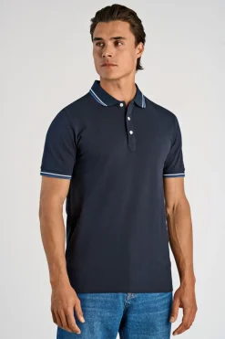 Polo shirt w. contrast piping
