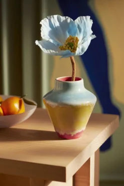 Poppery Vase H12 cm pink/mint/gul