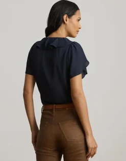 Ruffle-Trim Georgette Blouse