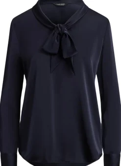 Satin Charmeuse Tie-Neck Blouse