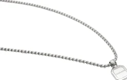 Silver Necklace with Square Matte Onyx Pendant